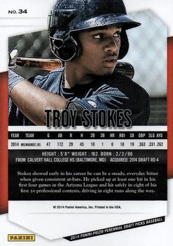 2014 Panini Prizm Perennial Draft Picks #34 Troy Stokes Back