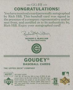 2007 Upper Deck Goudey - Goudey Graphs #GG-HI Rich Hill Back