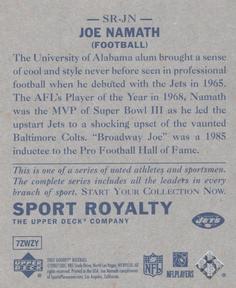 2007 Upper Deck Goudey - Sport Royalty #SR-JN Joe Namath Back