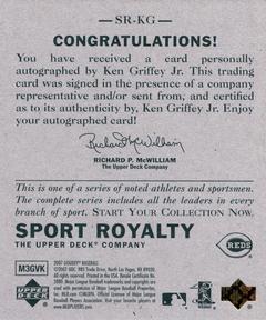 2007 Upper Deck Goudey - Sport Royalty #SR-KG Ken Griffey Jr. Back