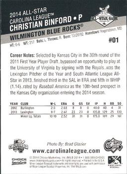 2014 Choice California League / Carolina League All-Star Game #1 Christian Binford Back