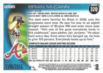 2010 Topps - Gold #320 Brian McCann Back