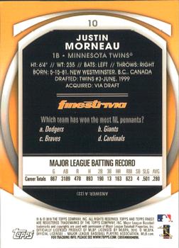 2010 Finest #10 Justin Morneau Back