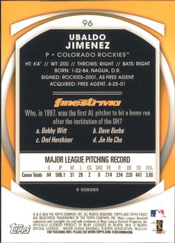 2010 Finest #96 Ubaldo Jimenez Back