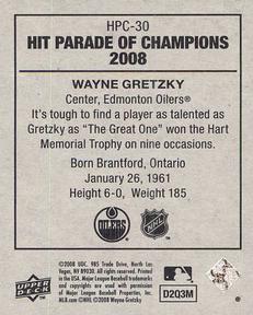 2008 Upper Deck Goudey - Hit Parade of Champions #HPC-30 Wayne Gretzky Back