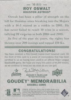 2008 Upper Deck Goudey - Memorabilia #M-RO Roy Oswalt Back