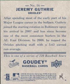 2009 Upper Deck Goudey - Mini Navy Blue Back #16 Jeremy Guthrie Back