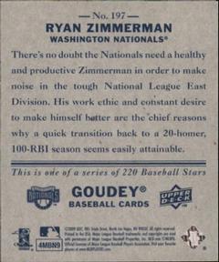 2009 Upper Deck Goudey - Mini Navy Blue Back #197 Ryan Zimmerman Back