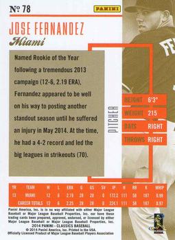 2014 Panini Classics #78 Jose Fernandez Back