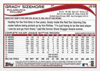 2014 Topps Update - Red Foil #US-33 Grady Sizemore Back