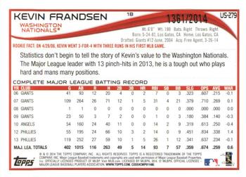 2014 Topps Update - Gold #US-279 Kevin Frandsen Back