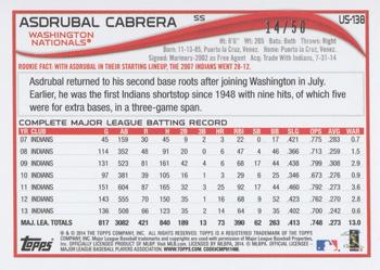 2014 Topps Update - Pink #US-138 Asdrubal Cabrera Back