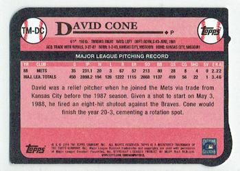 2014 Topps Update - 1989 Die Cut Minis #TM-DC David Cone Back