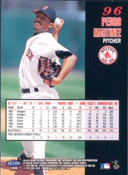 1998 Sports Illustrated World Series Fever #96 Pedro Martinez Back