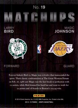 2014-15 Hoops - Matchups #19 Larry Bird / Magic Johnson Back
