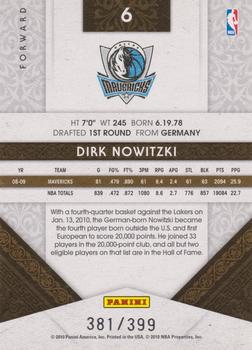2009-10 Panini Timeless Treasures #6 Dirk Nowitzki Back