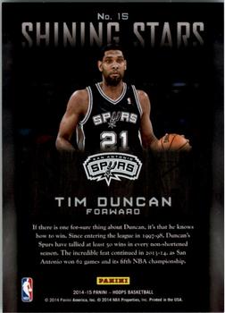 2014-15 Hoops - Shining Stars #15 Tim Duncan Back