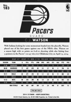 2014-15 Hoops - Green #183 C.J. Watson Back