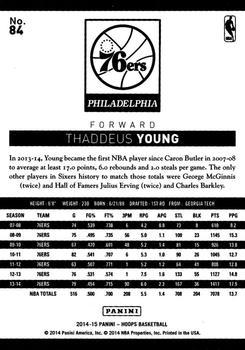 2014-15 Hoops - Artist's Proof #84 Thaddeus Young Back