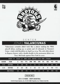 2014-15 Hoops - Red #10 Jonas Valanciunas Back