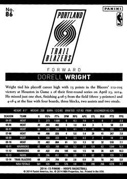 2014-15 Hoops - Red #86 Dorell Wright Back