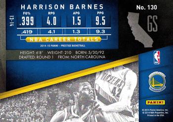 2014-15 Panini Prestige #130 Harrison Barnes Back