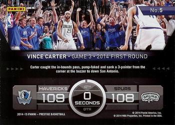 2014-15 Panini Prestige - Hardcourt Heroes #5 Vince Carter Back