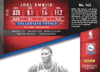 2014-15 Panini Prestige Premium #163 Joel Embiid Back