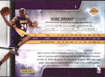 2009-10 Panini Absolute Memorabilia #1 Kobe Bryant  Back