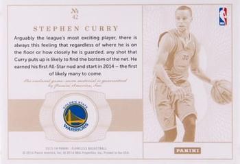 2013-14 Panini Flawless - Patches Platinum #42 Stephen Curry Back