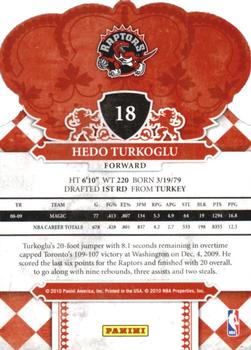 2009-10 Panini Crown Royale #18 Hedo Turkoglu Back
