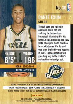 2014-15 Panini Paramount #30 Dante Exum Back