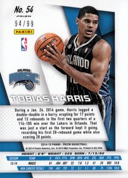 2014-15 Panini Prizm - Prizms Blue #54 Tobias Harris Back