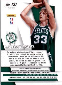 2014-15 Panini Prizm - Prizms Blue and Green Mosaic #232 Larry Bird Back