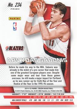 2014-15 Panini Prizm - Prizms Blue and Green Mosaic #234 Arvydas Sabonis Back