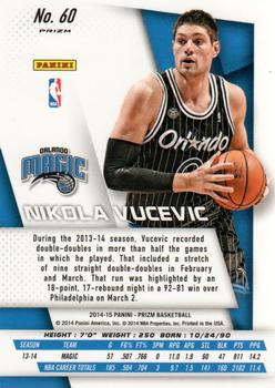 2014-15 Panini Prizm - Prizms Blue Wave #60 Nikola Vucevic Back