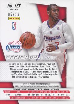 2014-15 Panini Prizm - Prizms Gold Pulsar #129 Chris Paul Back