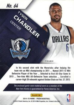 2014-15 Panini Prizm - Jerseys Prizms Blue Mojo #64 Tyson Chandler Back