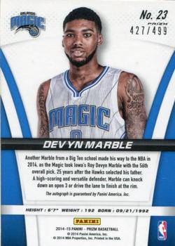 2014-15 Panini Prizm - Rookie Autographs Prizms #23 Roy Devyn Marble Back