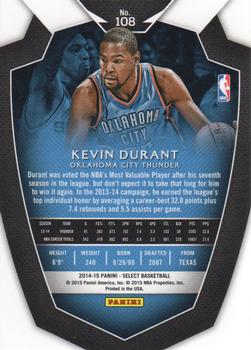 2014-15 Panini Select #108 Kevin Durant Back