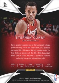 2014-15 Panini Select #211 Stephen Curry Back