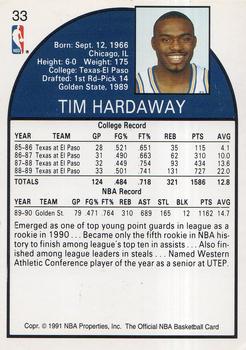 1991 Hoops 100 Superstars #33 Tim Hardaway Back