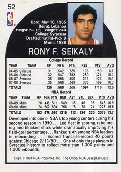 1991 Hoops 100 Superstars #52 Rony Seikaly Back