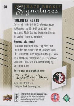 2010-11 Upper Deck Ultimate Collection #78 Solomon Alabi  Back