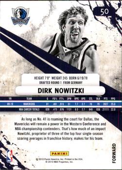 2010-11 Panini Rookies & Stars #50 Dirk Nowitzki  Back