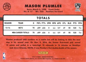 2014-15 Donruss - Swirlorama #172 Mason Plumlee Back