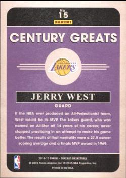 2014-15 Panini Threads - Century Greats Century Proof Red #15 Jerry West Back