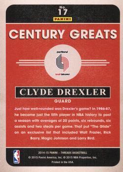 2014-15 Panini Threads - Century Greats Century Proof Red #17 Clyde Drexler Back