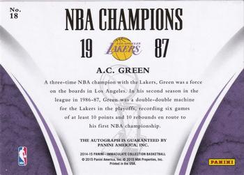 2014-15 Panini Immaculate Collection - NBA Champions Autographs #18 A.C. Green Back
