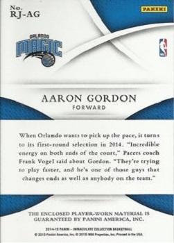 2014-15 Panini Immaculate Collection - Rookie Jerseys Prime #RJ-AG Aaron Gordon Back